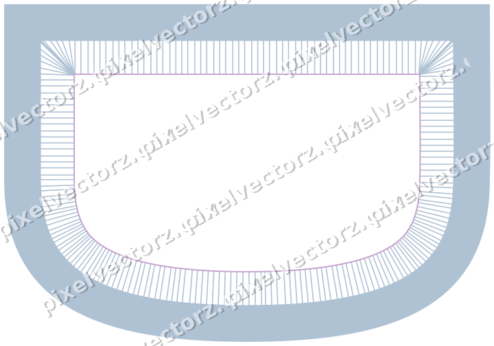 Decorative line art frame in purple and blue with shield