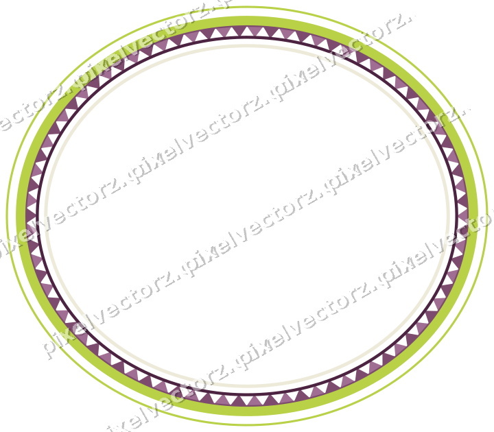 Decorative line art frame in dark magenta and lime with oval