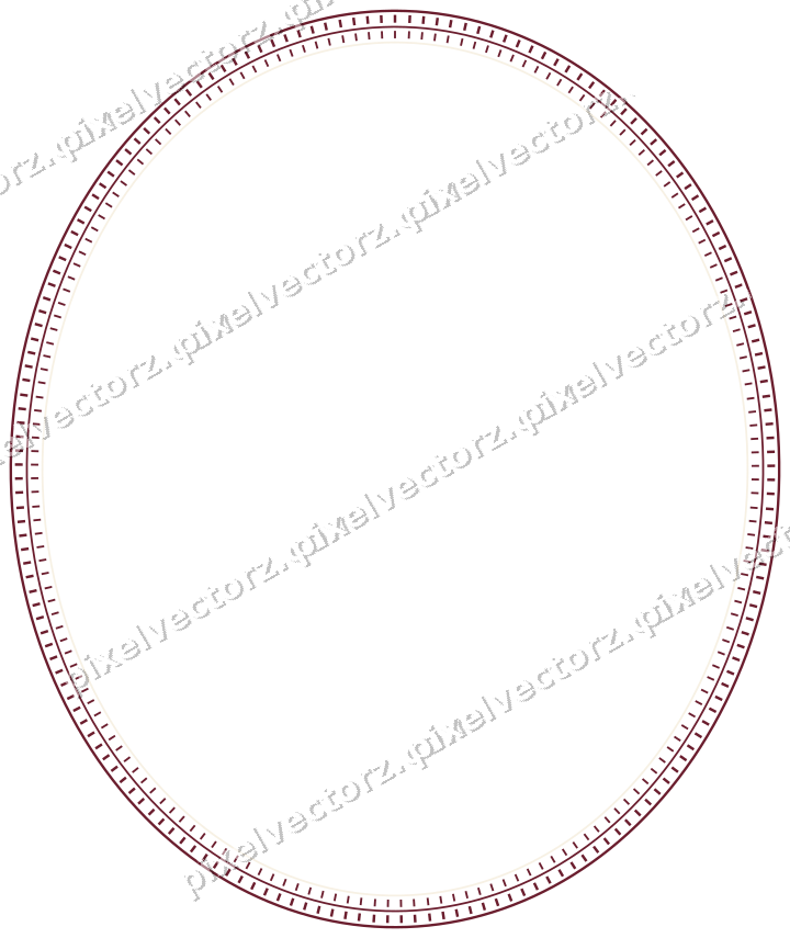 Decorative line art frame in dark pink and red with oval