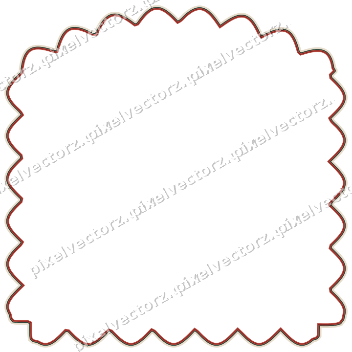Decorative line art frame in dark red and dark green with label plaque