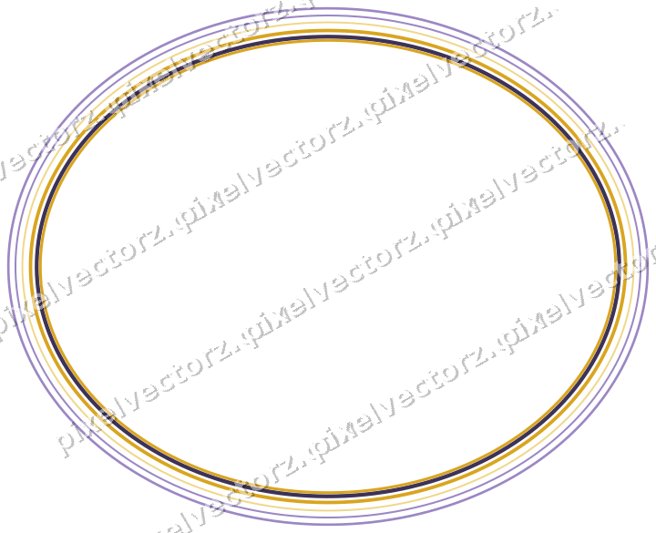 Decorative line art frame in amber and purple with oval