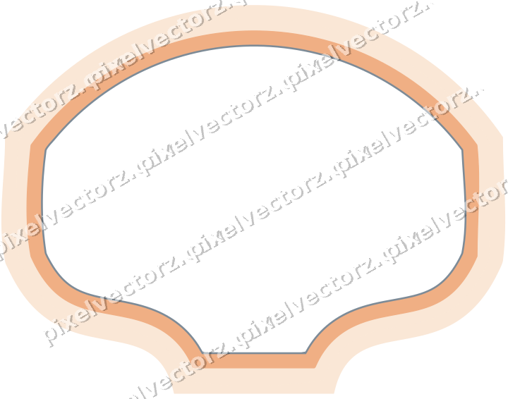 Decorative line art frame in blue and orange with label plaque
