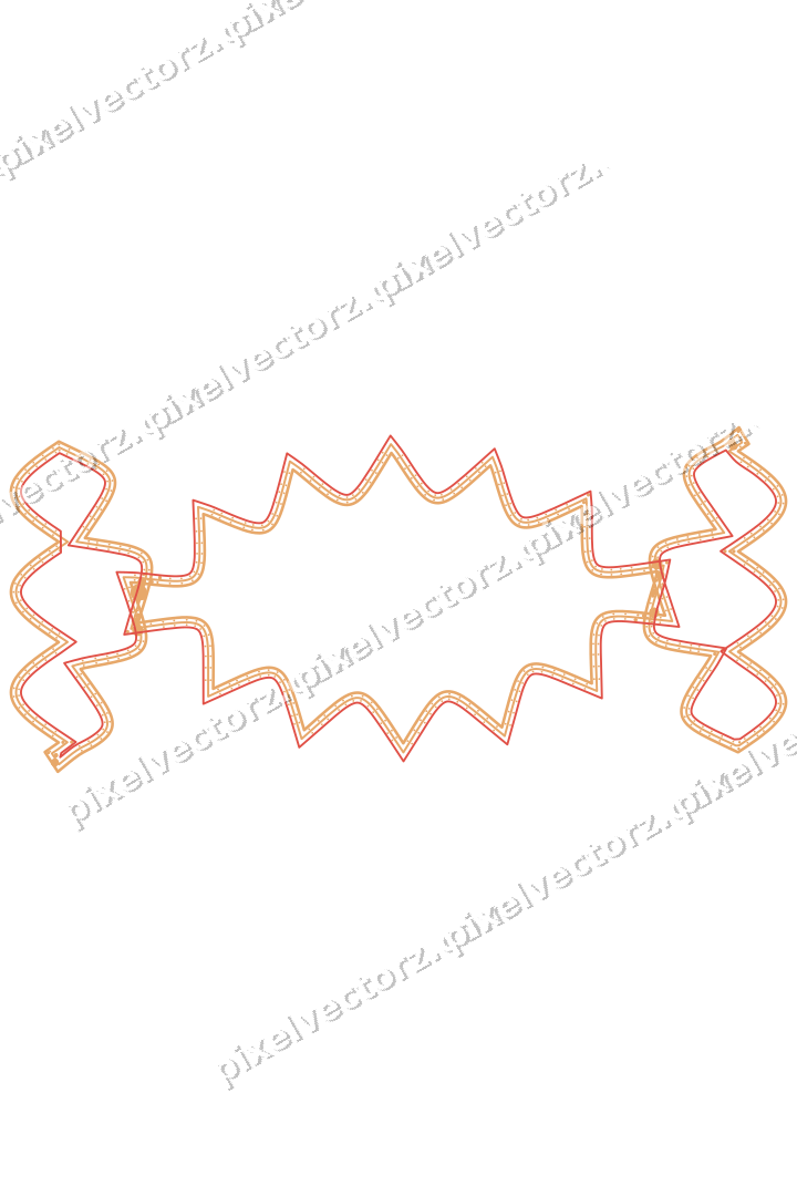 Decorative line art frame in red and orange with label plaque