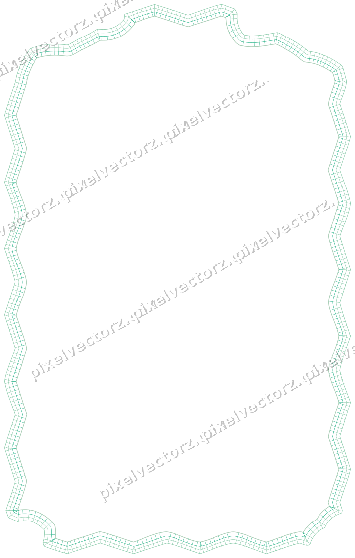 Decorative line art frame in green and teal with label plaque