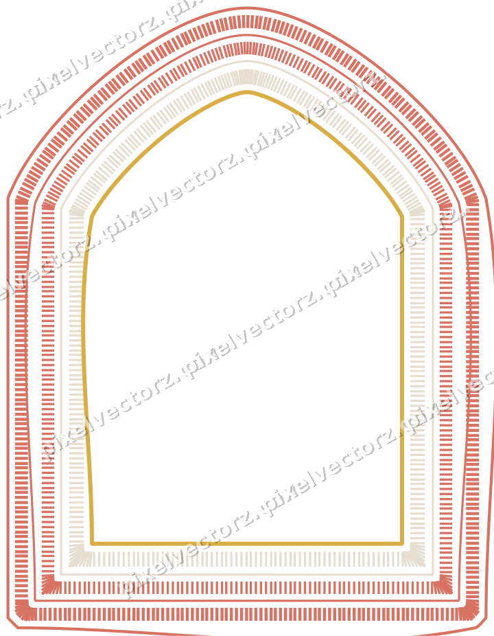 Decorative line art frame in amber and green with label plaque