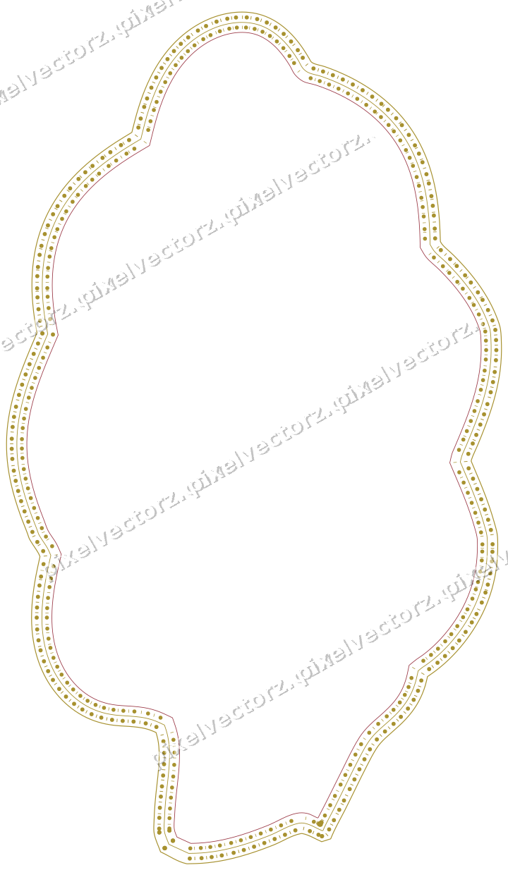 Decorative line art frame in dark pink and red with label plaque