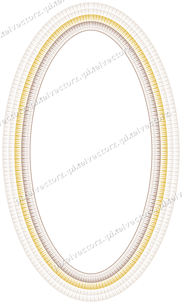 Decorative line art frame in amber and pale orange with oval
