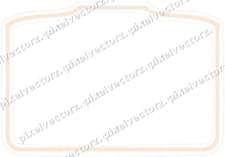 Decorative line art frame in blue and orange with label plaque