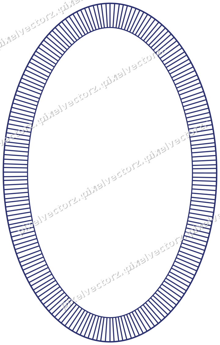 Decorative line art frame in dark blue and amber with oval