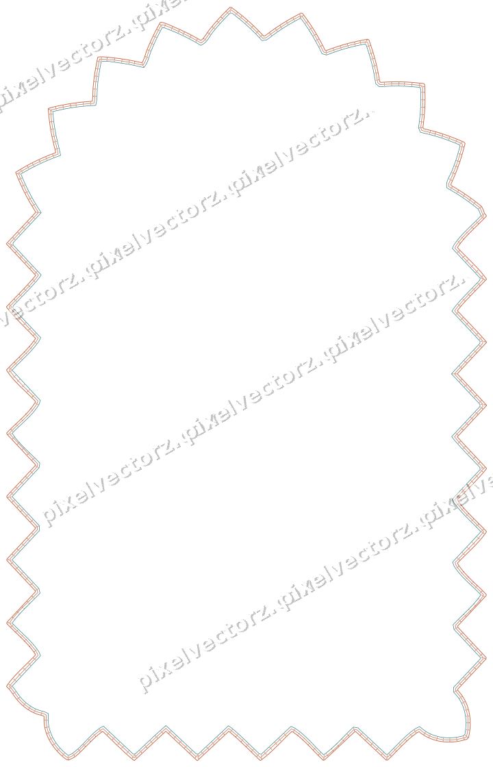Decorative line art frame in dark teal and orange with label plaque