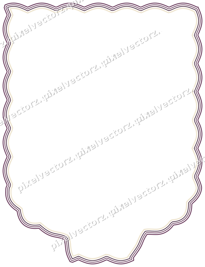 Decorative line art frame in dark magenta and amber with label plaque
