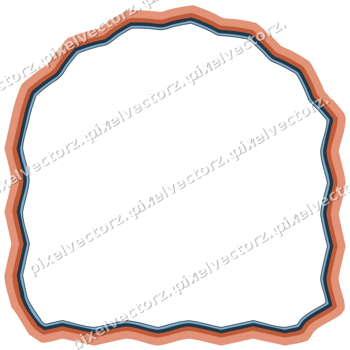 Decorative line art frame in orange and cyan with label plaque