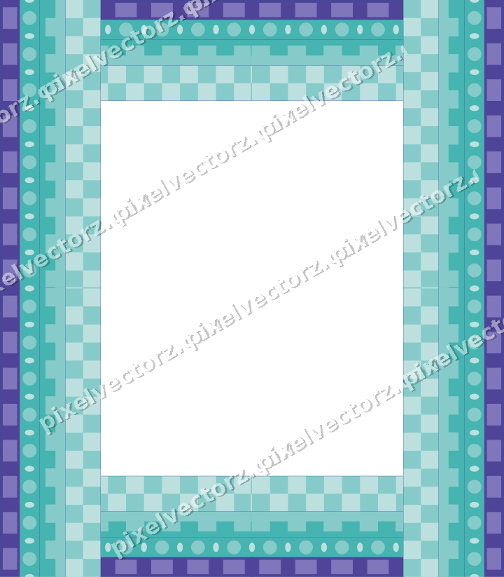 Decorative picture frame border in blue and cyan with dentil