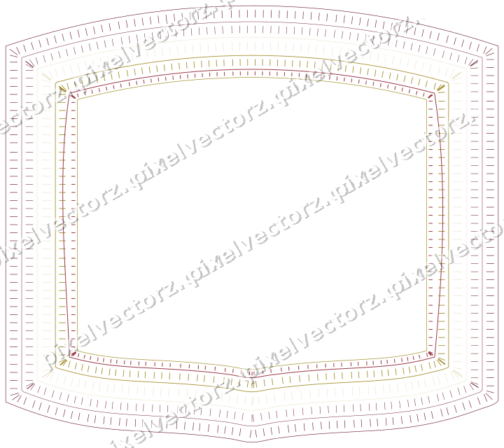 Decorative line art frame in dark pink and red with label plaque