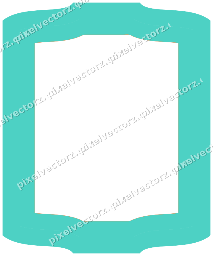 Decorative line art frame in orange and teal with label plaque