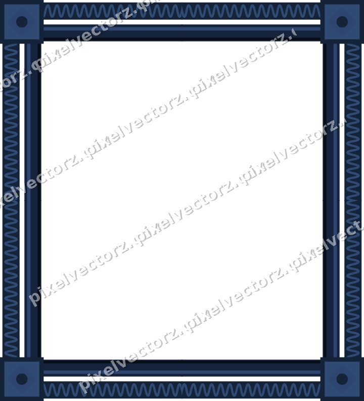 Decorative picture frame border in dark blue and amber with wave band