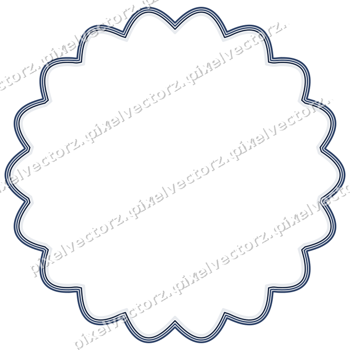 Decorative line art frame in dark blue and white with oval