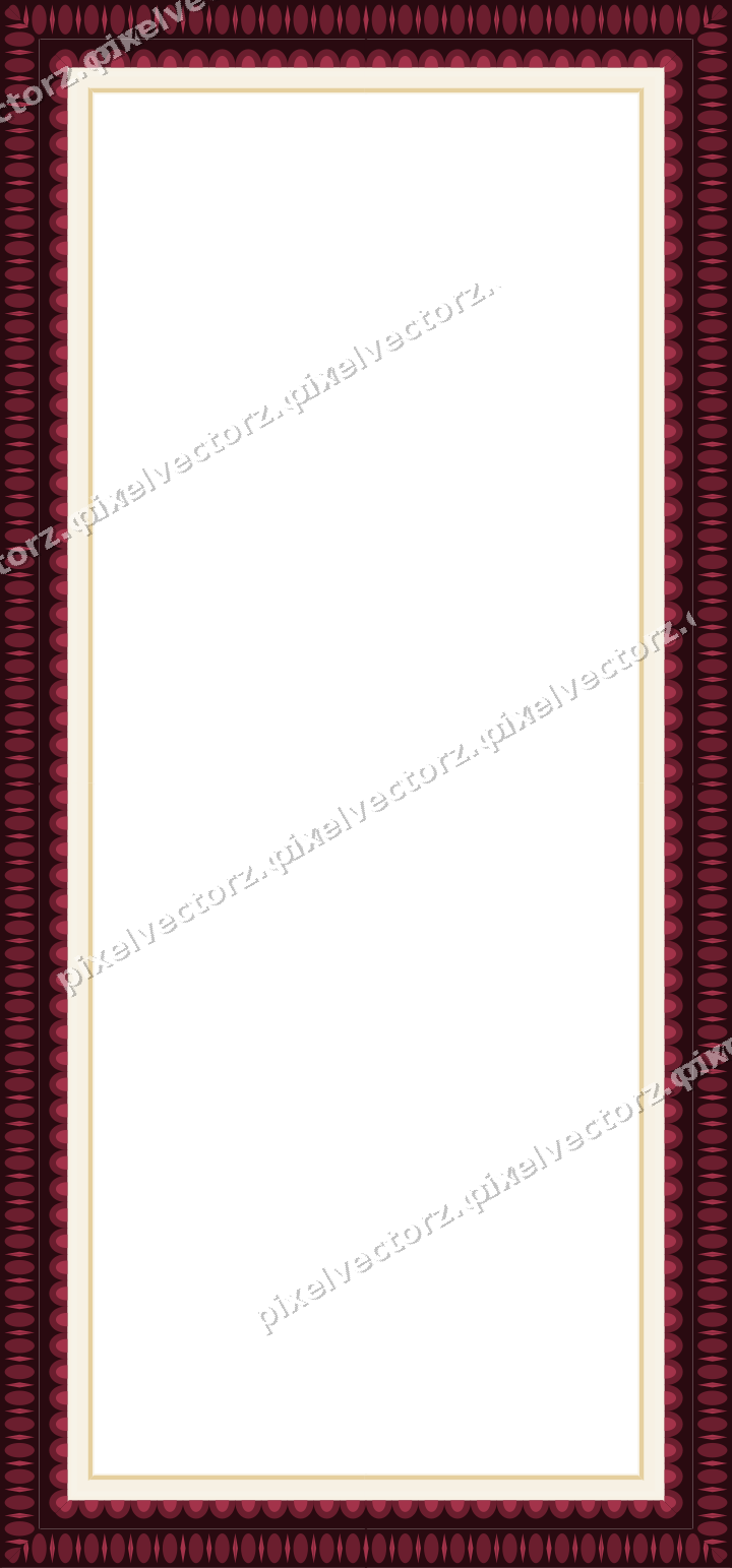 Decorative picture frame border in dark pink and red with scale band