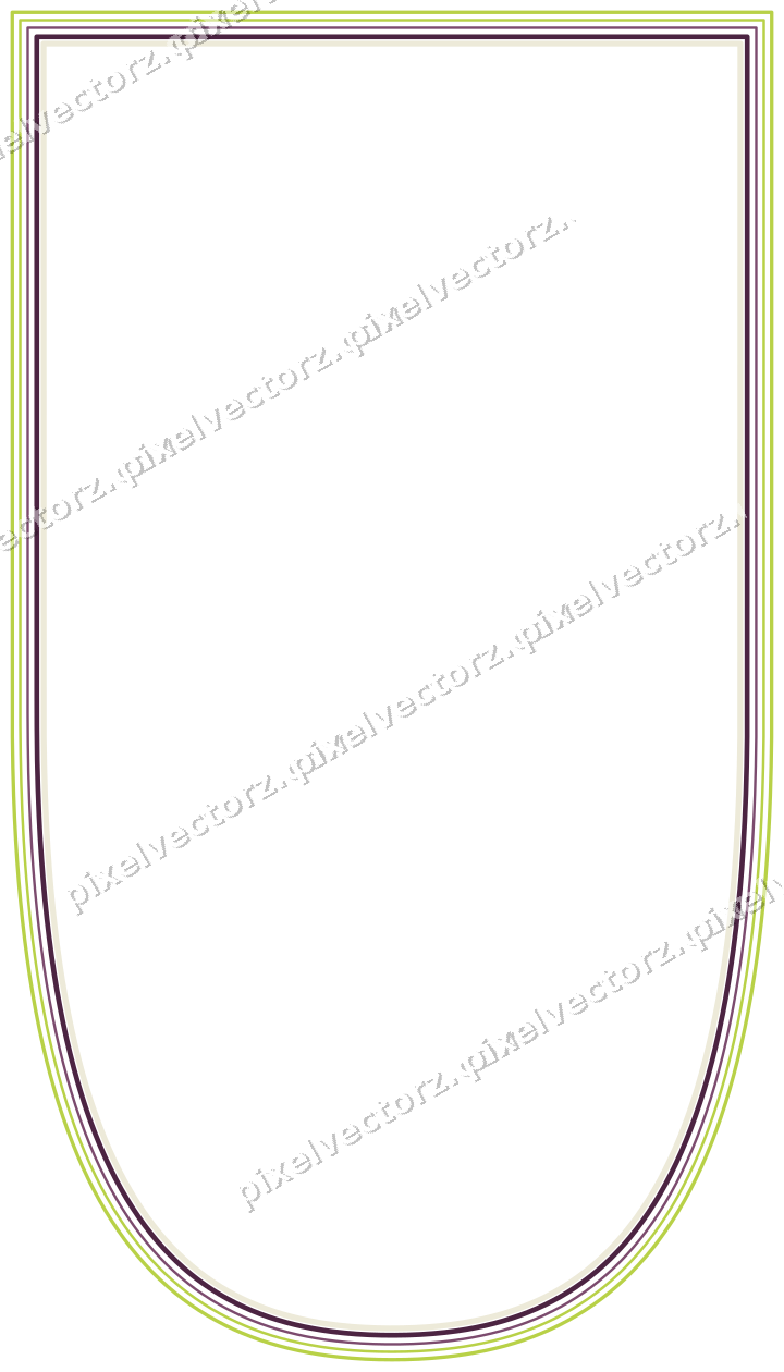 Decorative line art frame in dark magenta and lime with shield