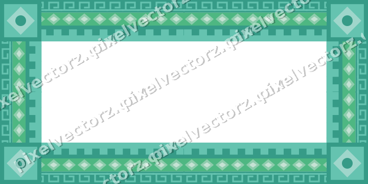 Decorative picture frame border in green and teal with diamond band