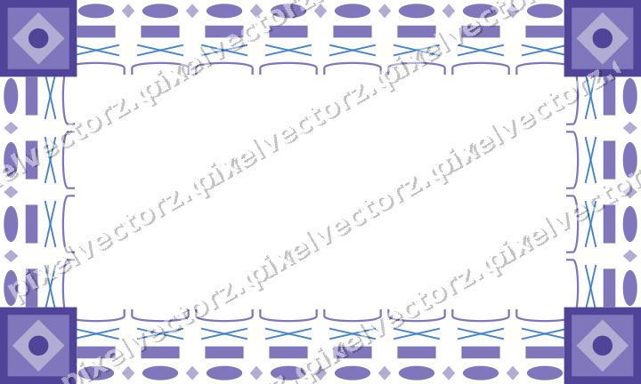 Decorative picture frame border in blue and cyan with cross band