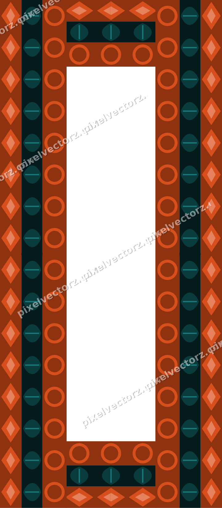 Decorative picture frame border in orange and teal with diamond band