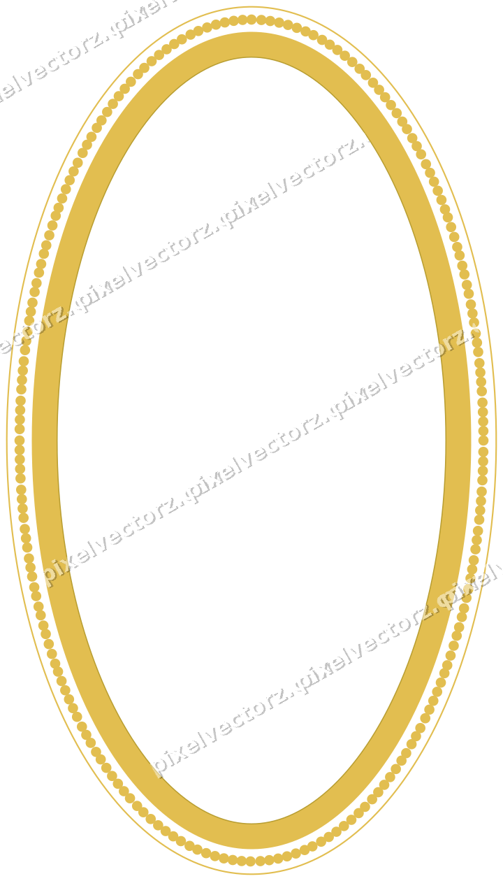 Decorative line art frame in amber and pale orange with oval