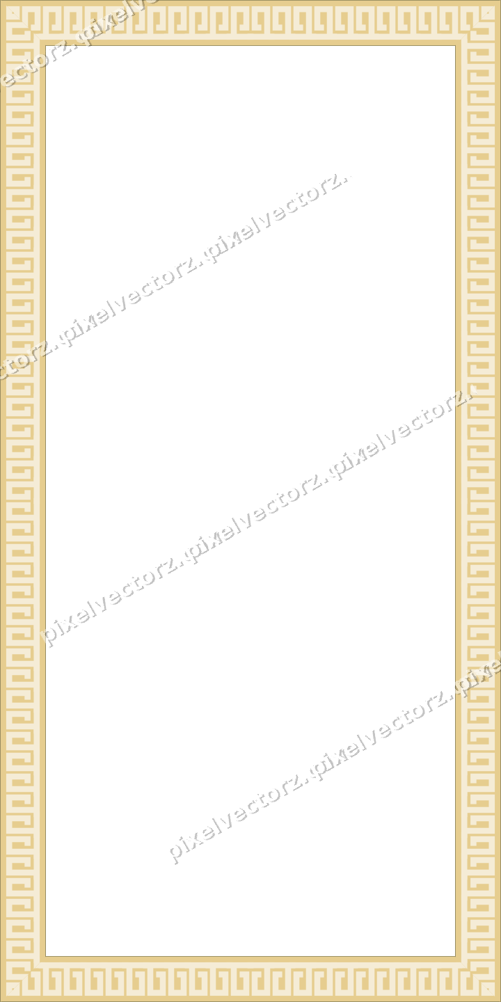 Decorative picture frame border in dark green and amber with greek key