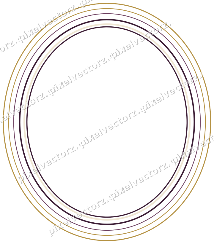 Decorative line art frame in dark magenta and amber with oval