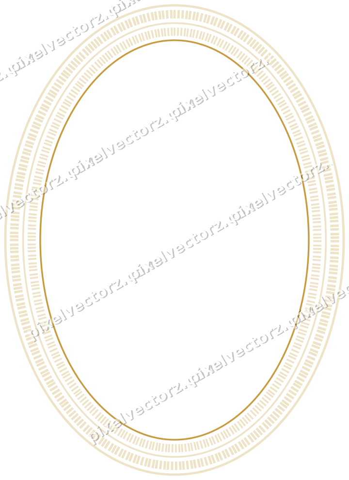 Decorative line art frame in dark pink and amber with oval