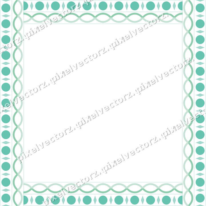 Decorative picture frame border in green and teal with guilloche