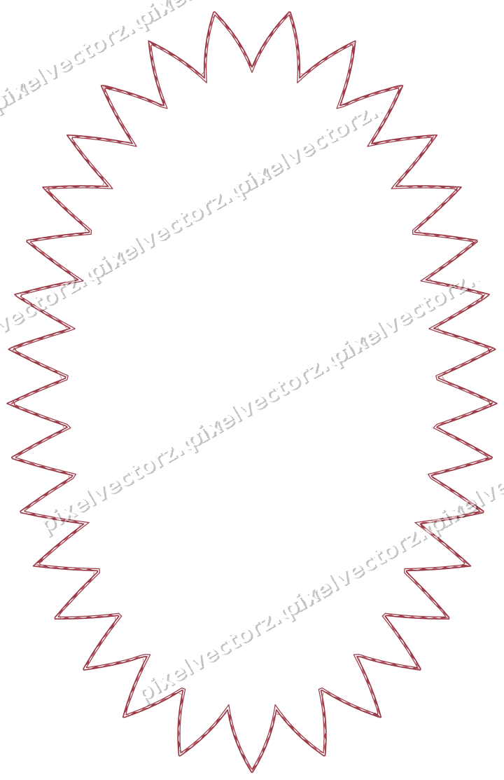 Decorative line art frame in dark pink and red with oval