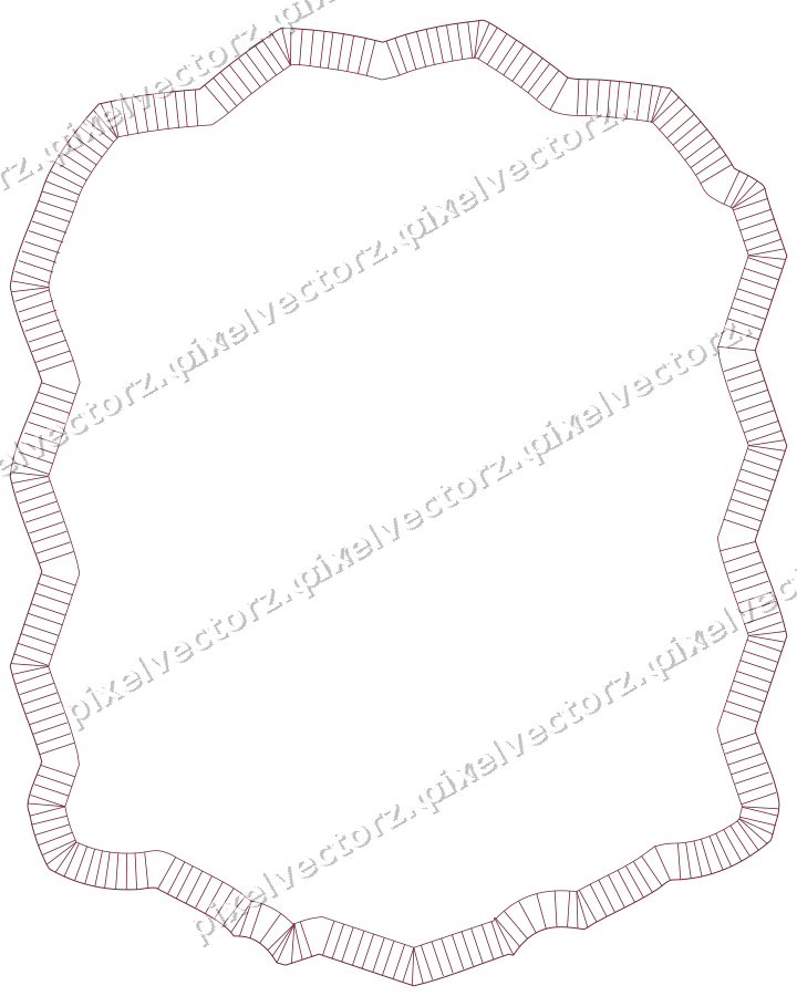 Decorative line art frame in dark pink and red with label plaque