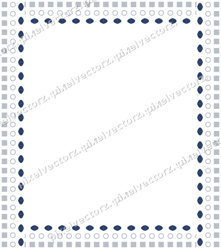 Decorative picture frame border in dark blue and white with ring chain