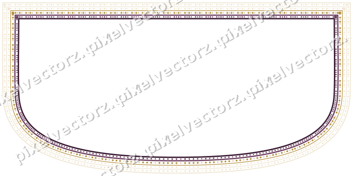 Decorative line art frame in dark magenta and amber with shield