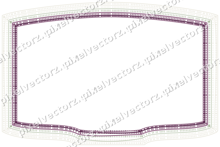 Decorative line art frame in dark magenta and lime with label plaque