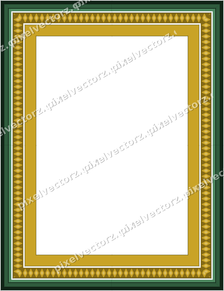 Decorative picture frame border in dark green with diamond band