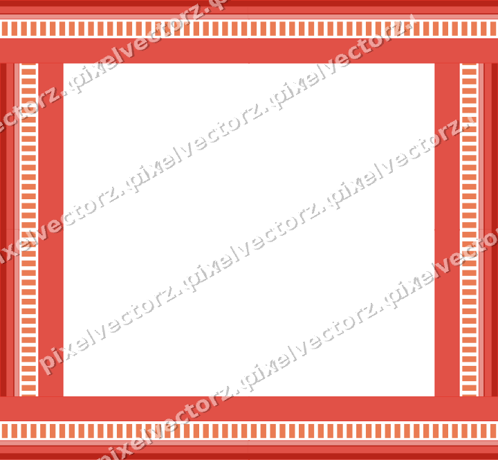 Decorative picture frame border in red and orange with dentil