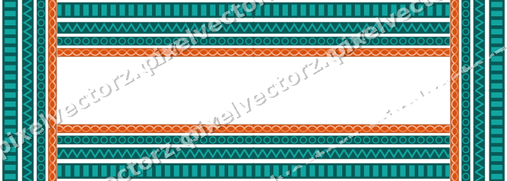 Decorative picture frame border in orange and teal with ring chain