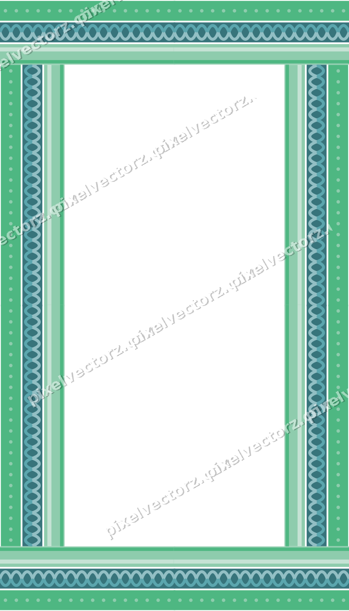 Decorative picture frame border in green and teal with guilloche