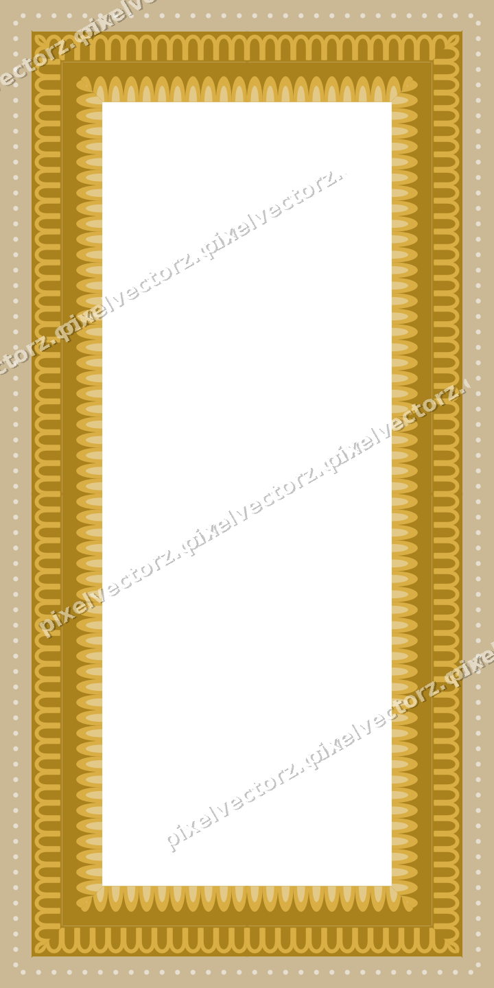 Decorative picture frame border in amber and green with dot row