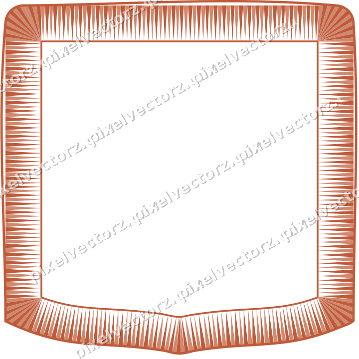 Decorative line art frame in orange and cyan with label plaque