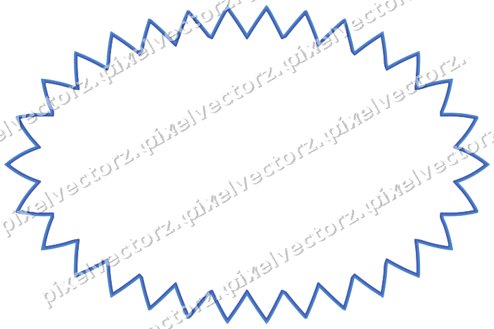Decorative line art frame in blue and cyan with oval and zigzag edge