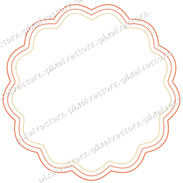 Decorative line art frame in red and orange with oval