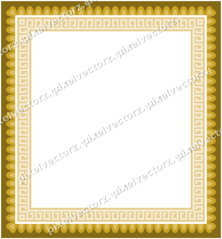 Decorative picture frame border in dark green and amber with greek key