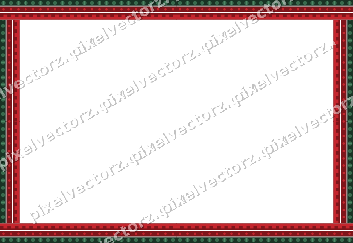 Decorative picture frame border in dark green and red with dot row
