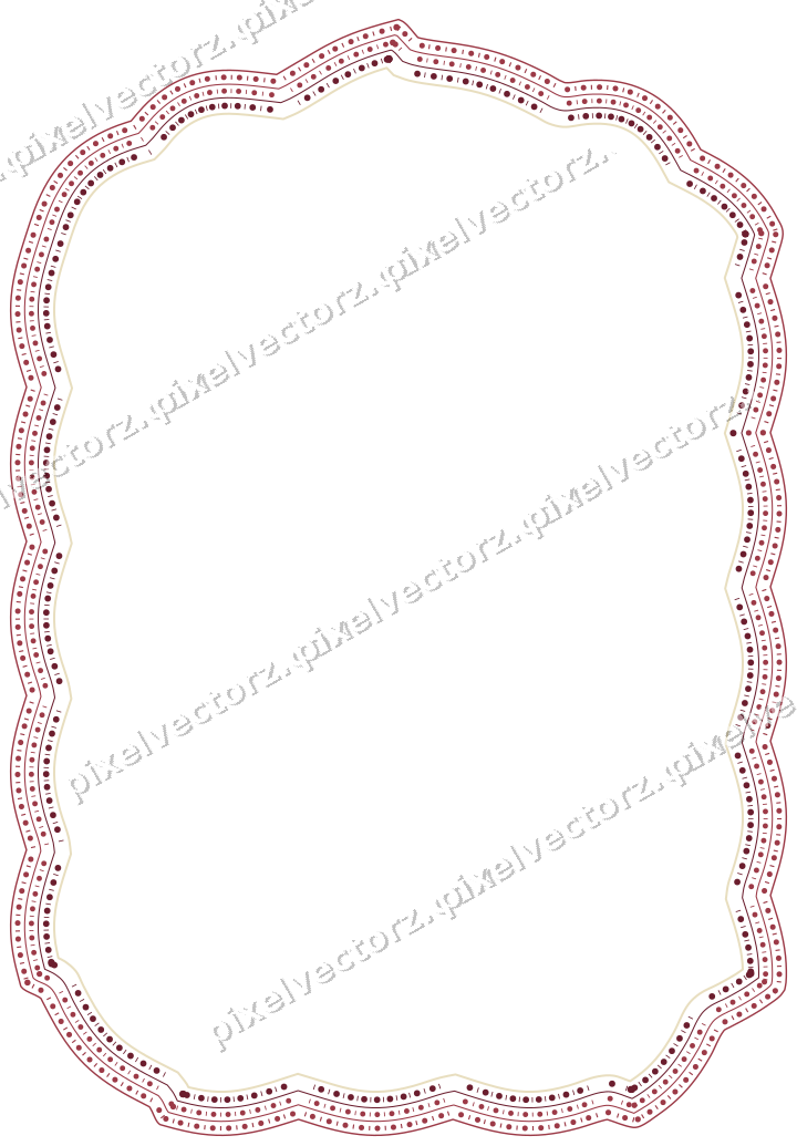 Decorative line art frame in dark pink and red with label plaque