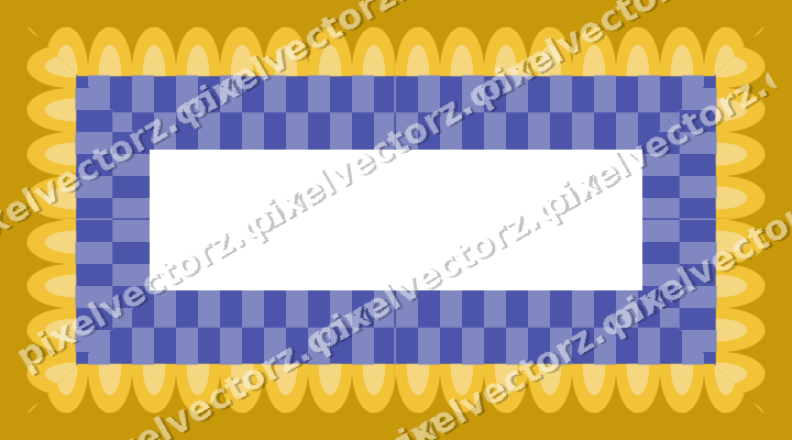 Decorative picture frame border in dark blue and amber with scale band