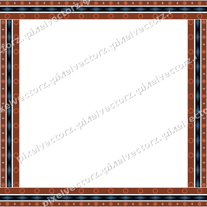 Decorative picture frame border in orange and cyan with bead and reel