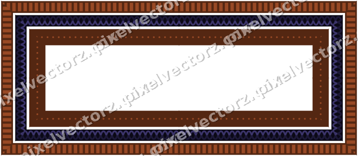 Decorative picture frame border in orange and blue with dentil